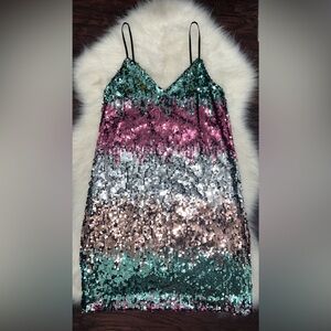 Express Sequin spaghetti strap dress